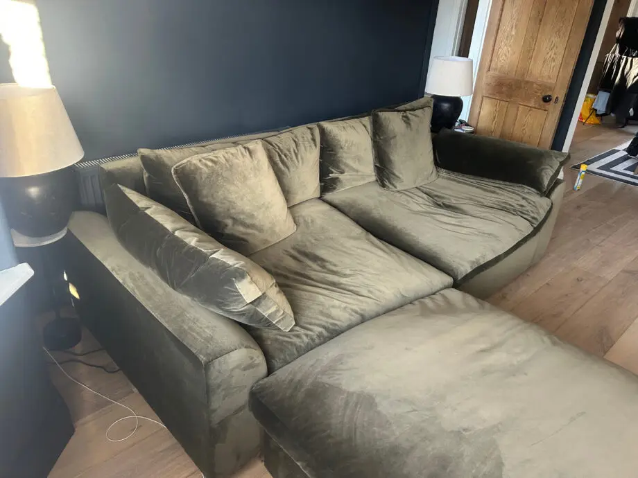Loaf Cuddlemuffin Modular Chaise Sofa, Wine Bottle Clever Velvet