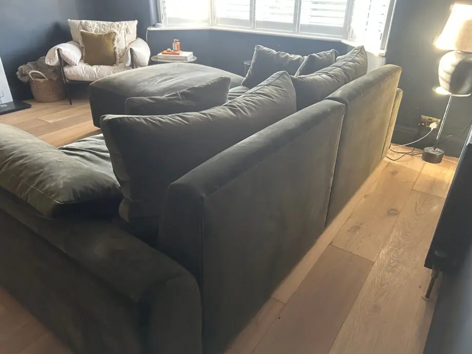 Loaf Cuddlemuffin Modular Chaise Sofa, Wine Bottle Clever Velvet