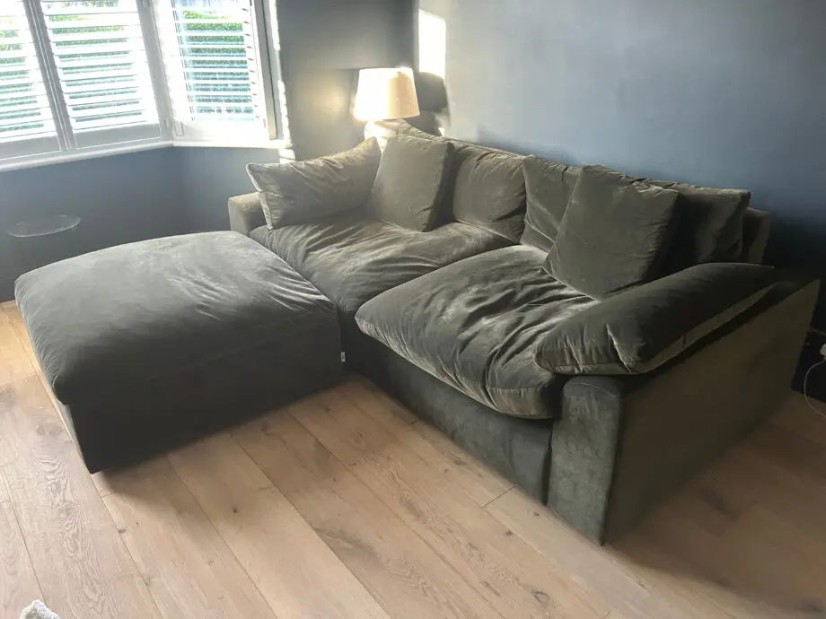 Loaf Cuddlemuffin Modular Chaise Sofa, Wine Bottle Clever Velvet