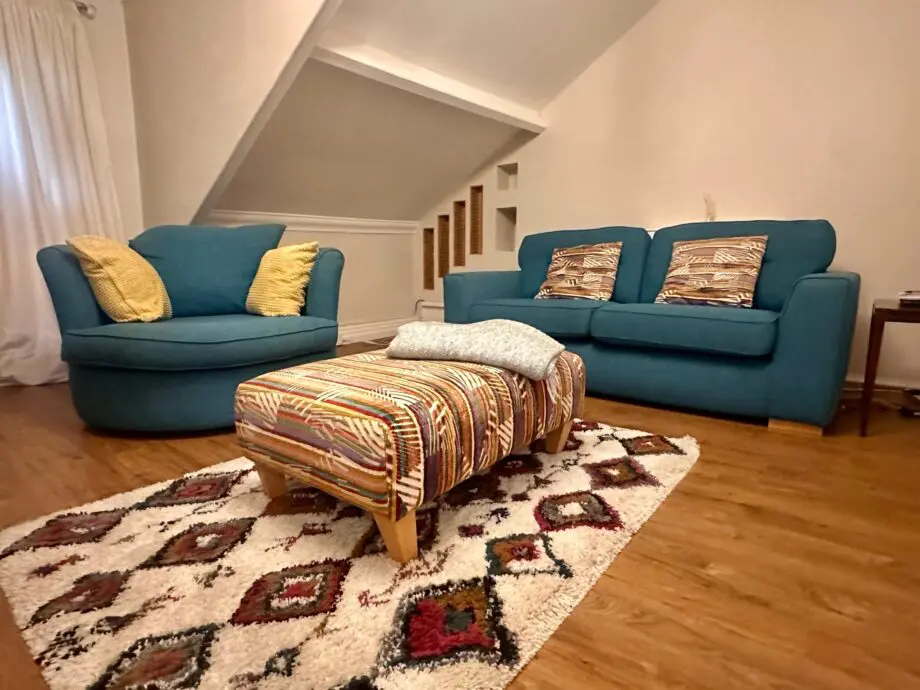 Tourquoise green sofa set with rotating corner sofa