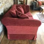 Dark red fabric 3 seater sofa