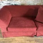 Dark red fabric 3 seater sofa