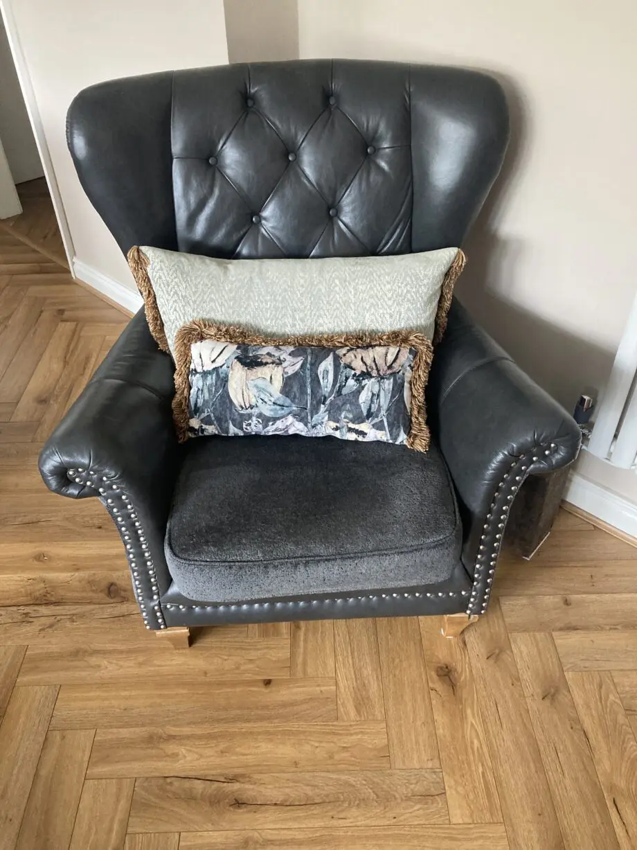 4 seater sofa with reading chair and footstool