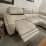 Dfs cream leather corner sofa with electric foot raises