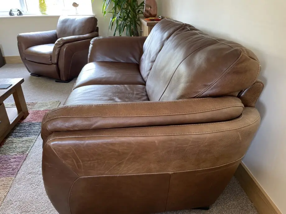 Barker and Stonehouse, Natuzzi Carmelo, Brown leather sofa and 2 chairs