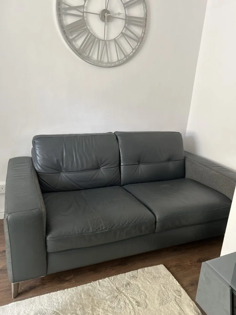 Leather dark grey leather sofa