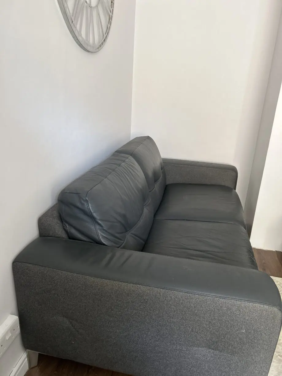 Leather dark grey leather sofa