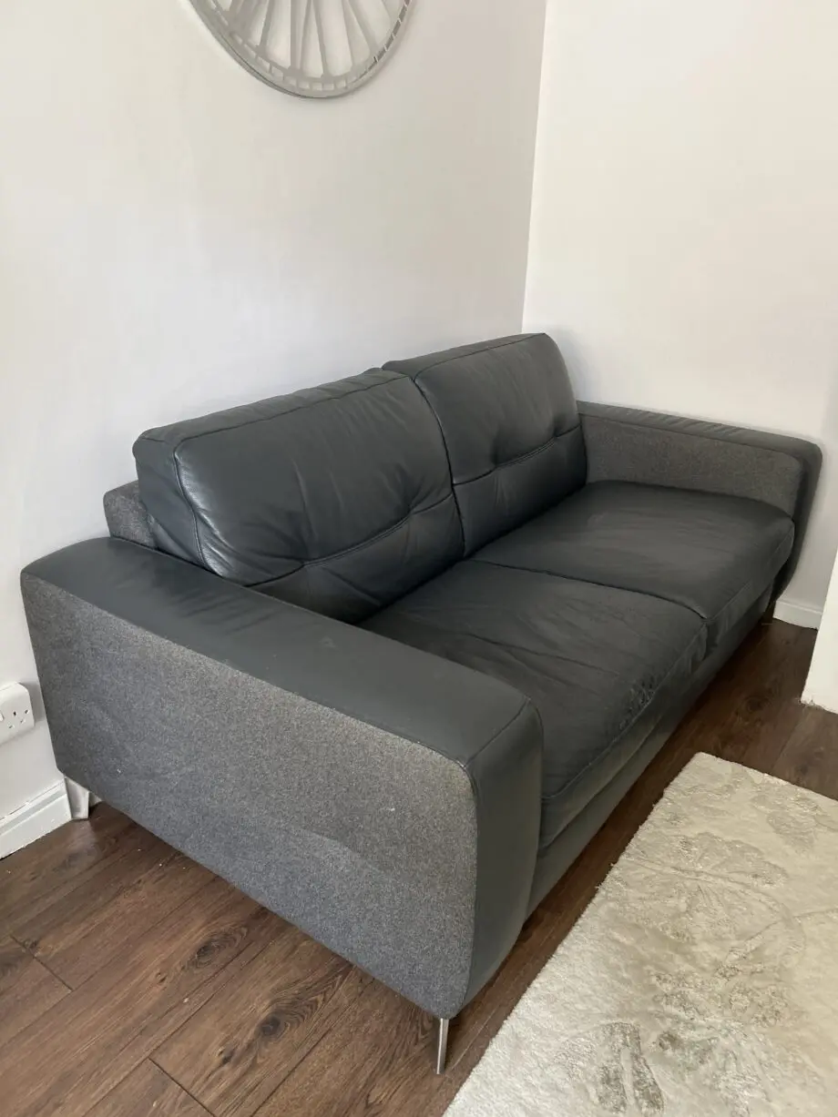 Leather dark grey leather sofa