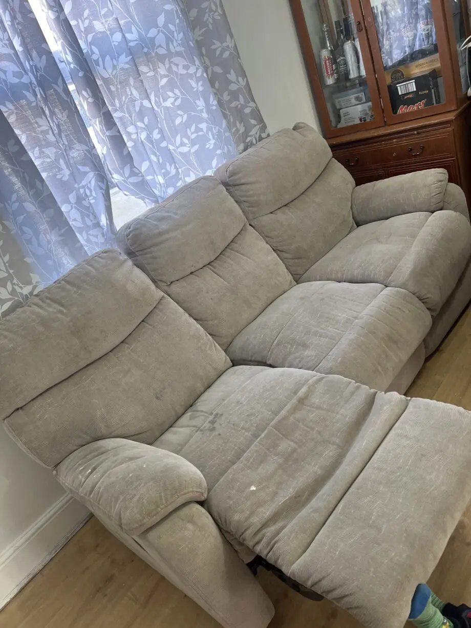 Reclining gray sofa