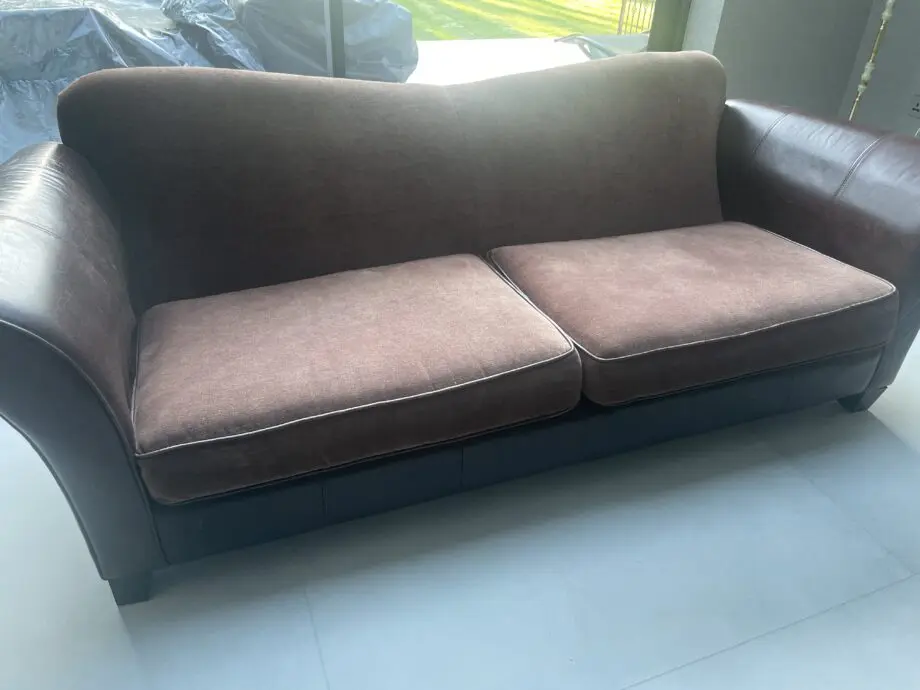Large DFS 3 seater leather and fabric sofa