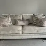 Duresta Bardot Large 3 seater sofa Hand made fabric sofa silver/light grey Romford, London