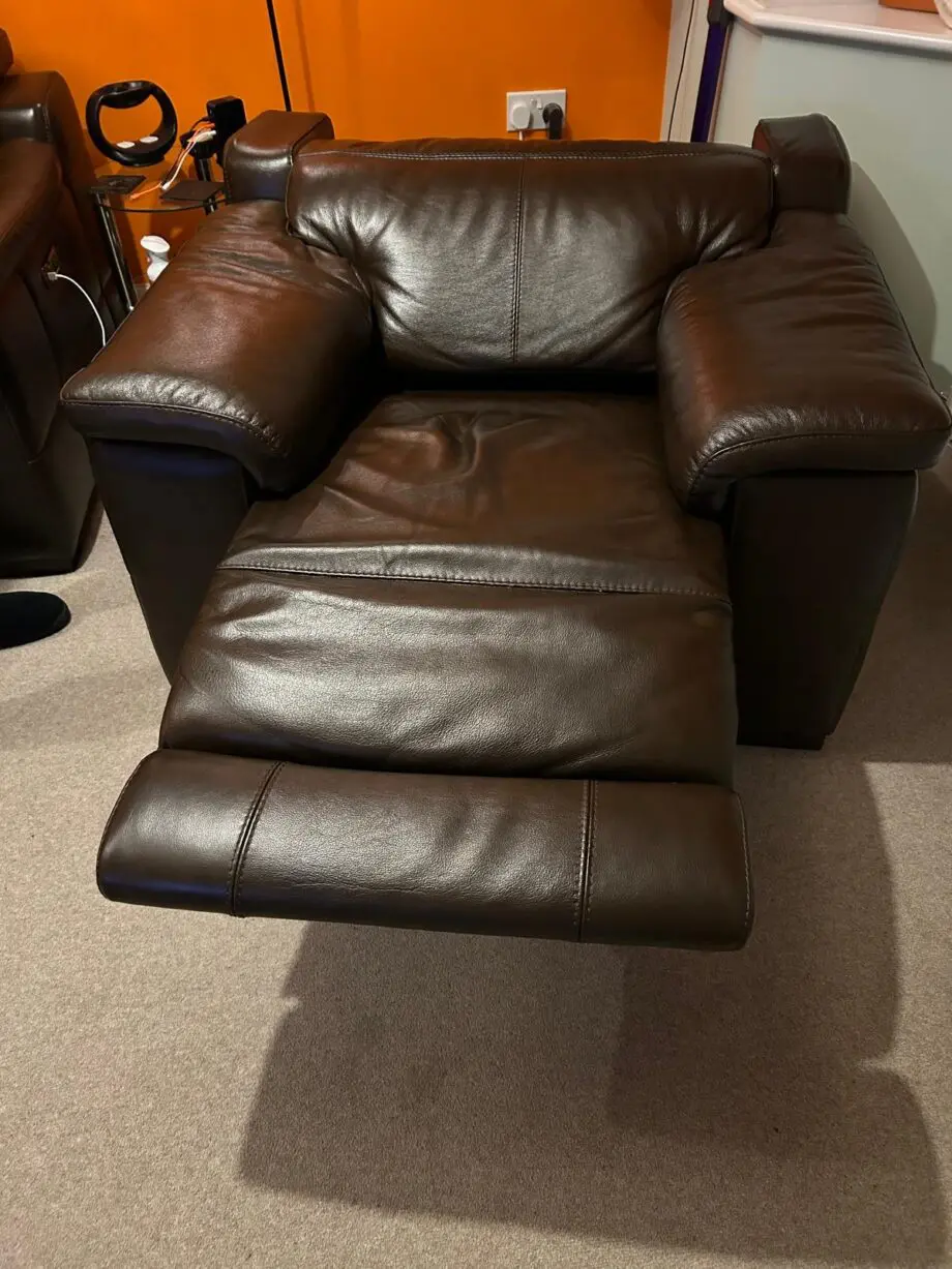 Sofology Laurence Dark Brown Leather Armchair With Power Recliner & USB Charger