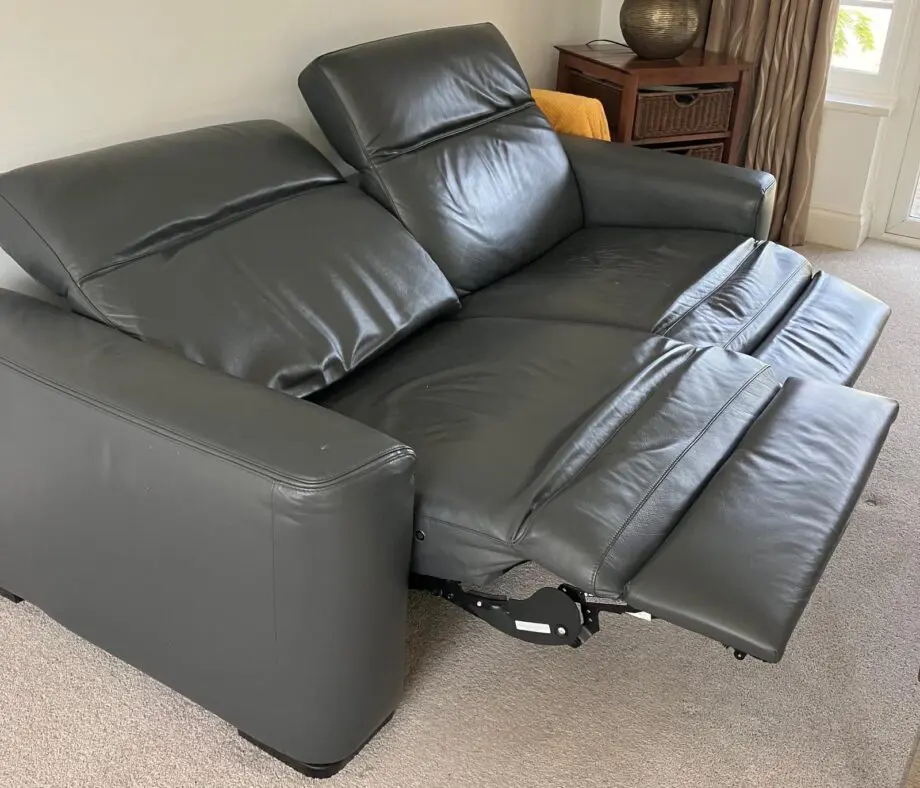 Natuzzi grey leather 3 seater sofa