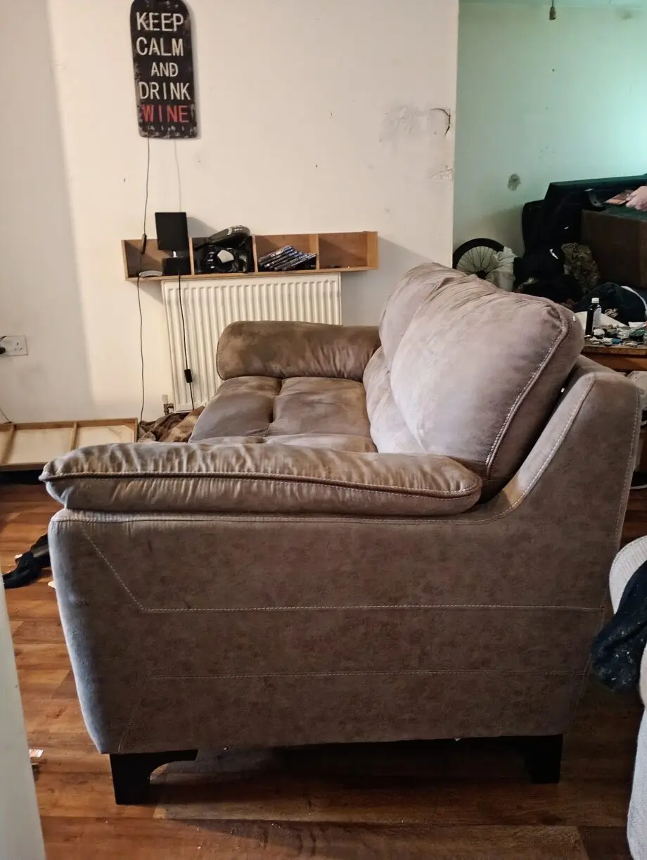 Three piece sofa and armchair