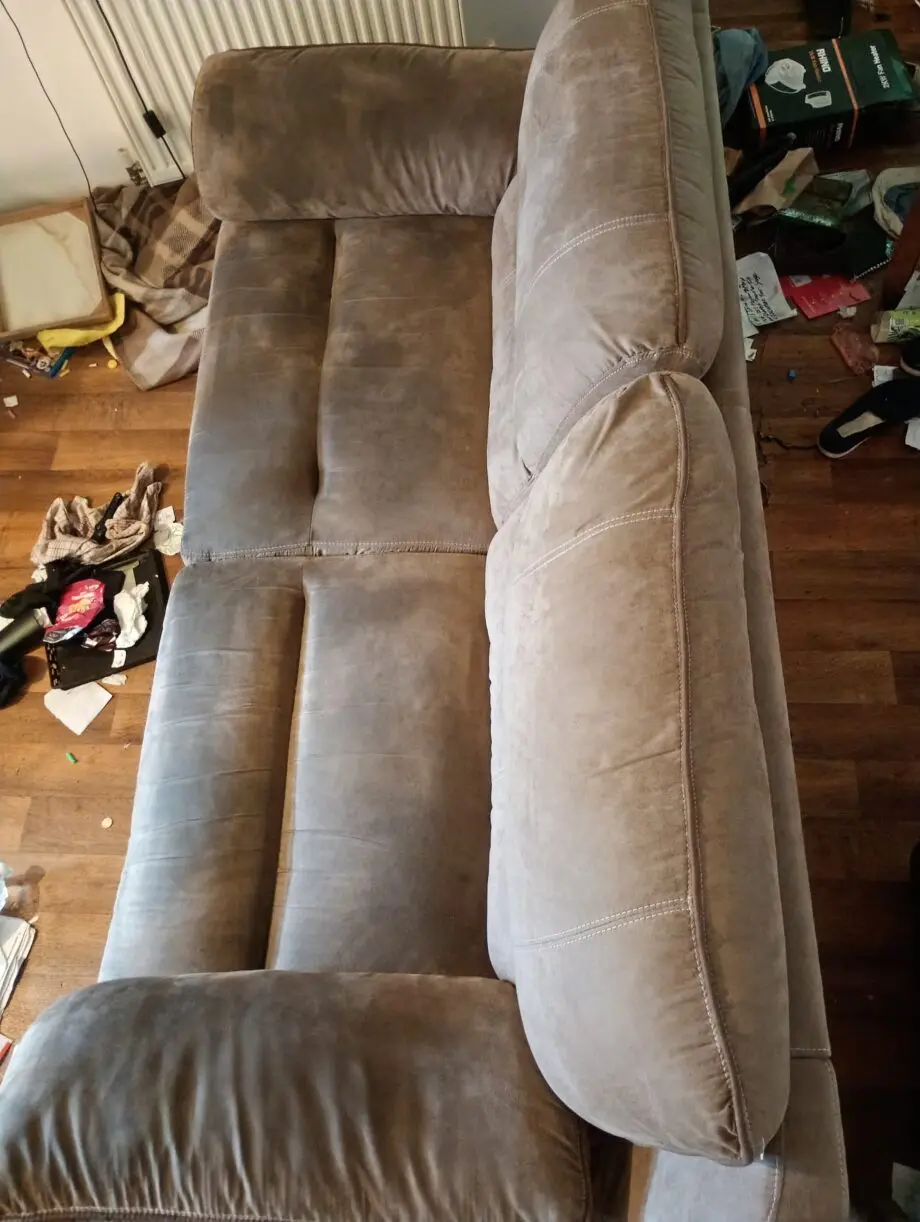 Three piece sofa and armchair