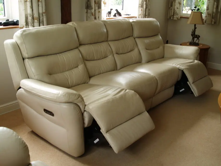 Sofology Broxton 4 seater ivory leather recliner sofa