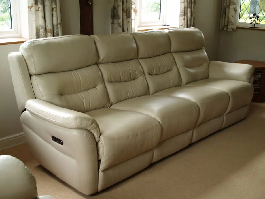 Sofology Broxton 4 seater ivory leather recliner sofa
