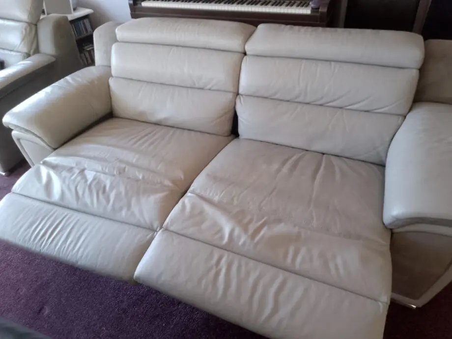 Hayes grey leather Madison manual Reclining sofa+ Reclining chair.