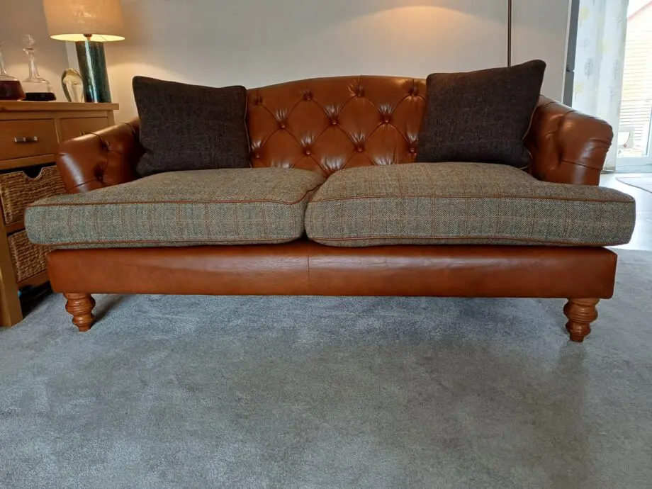 Tetrad leather and tweed sofa