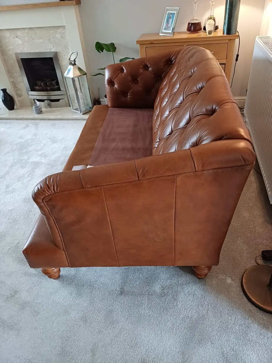 Tetrad leather and tweed sofa