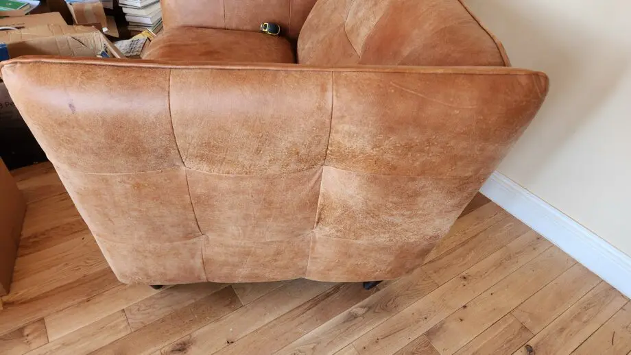 DFS tan buckskin leather 3 seater and 2 seater sofa set