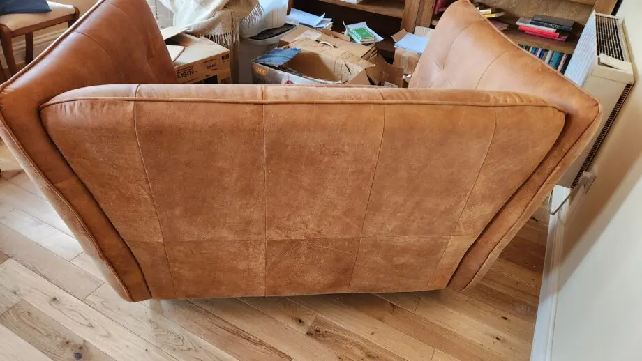 DFS tan buckskin leather 3 seater and 2 seater sofa set