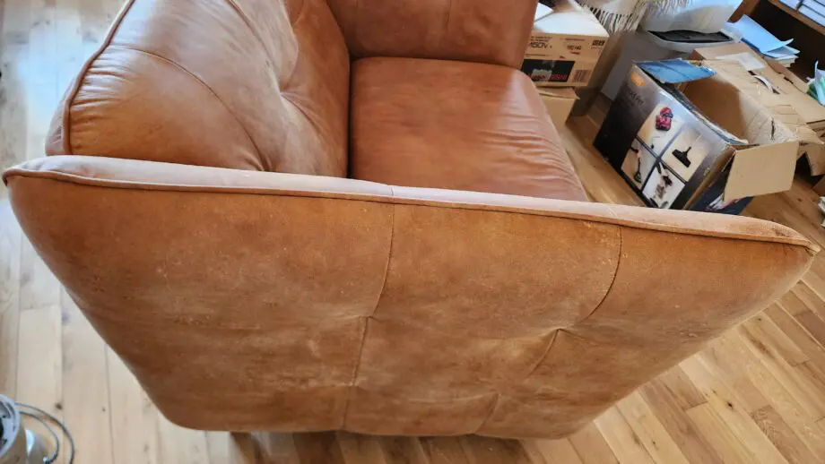 DFS tan buckskin leather 3 seater and 2 seater sofa set
