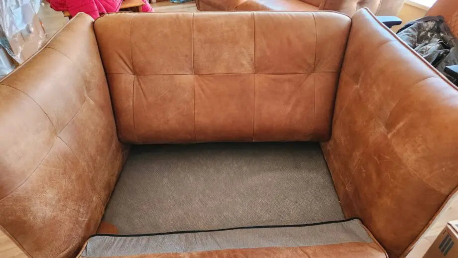 DFS tan buckskin leather 3 seater and 2 seater sofa set