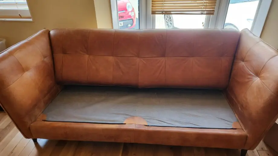 DFS tan buckskin leather 3 seater and 2 seater sofa set
