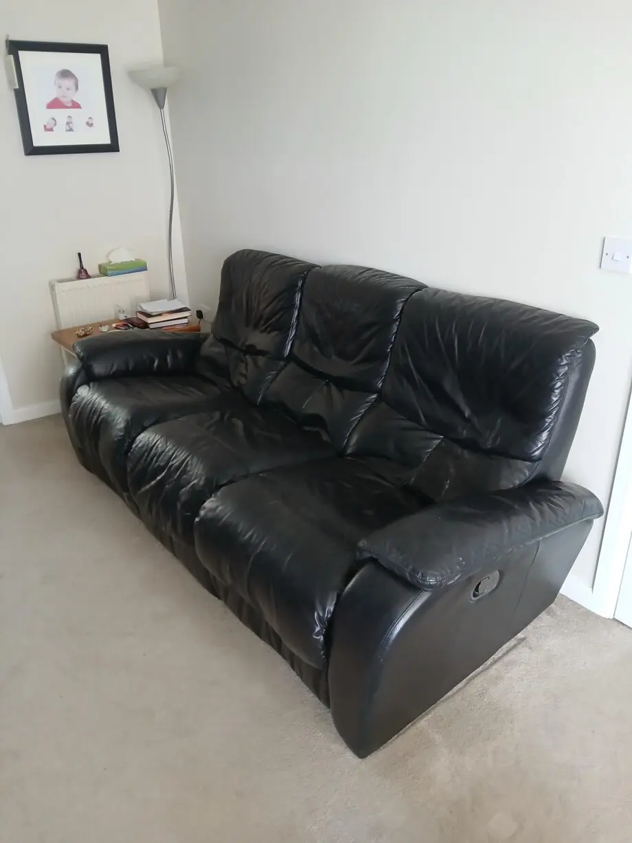 Dfs black 3 seater sofa plus arm chai