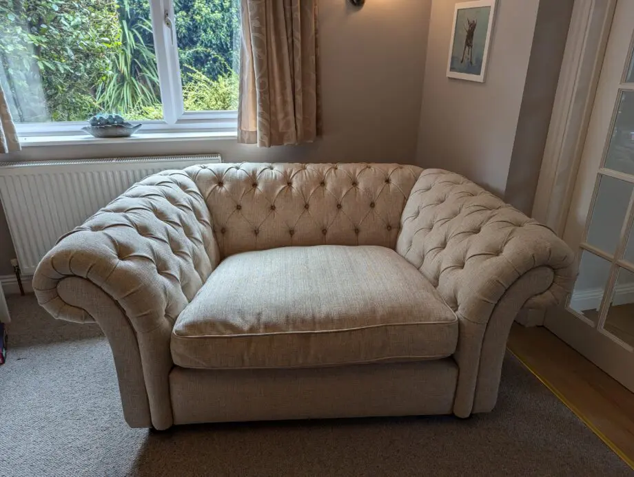 Langham Fabric Furniture Village Snuggle Chair Chesterfield