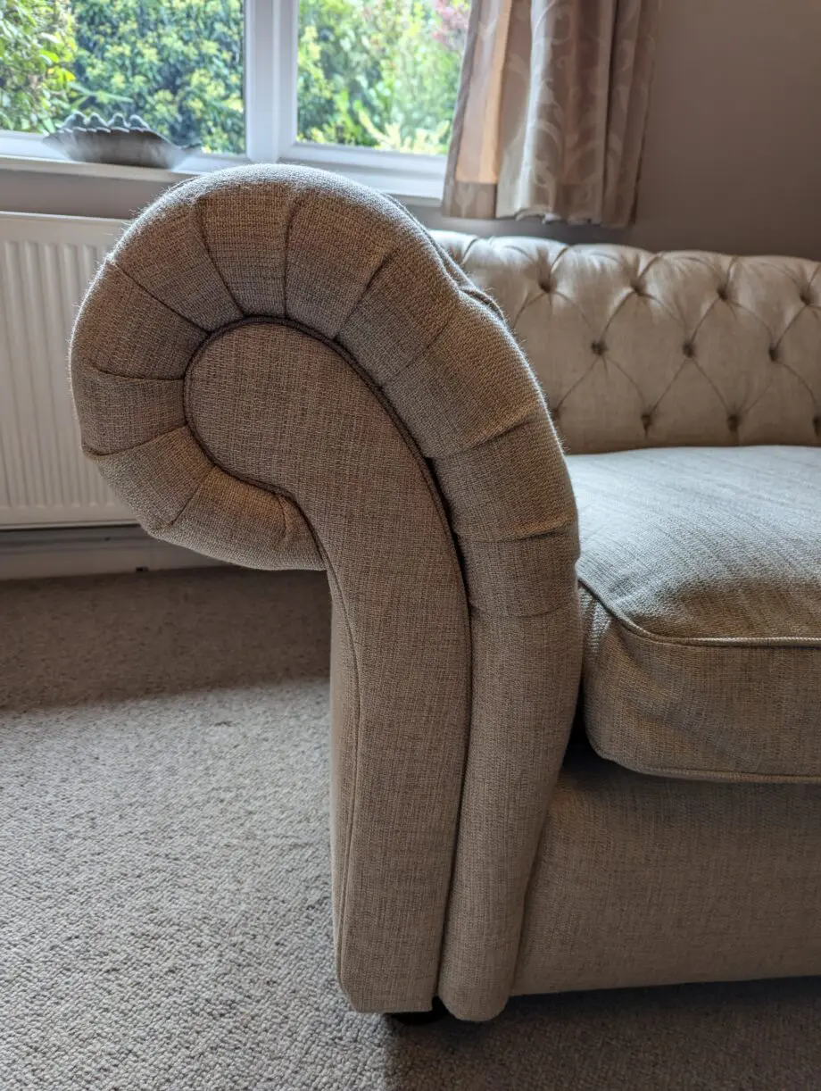 Langham Fabric Furniture Village Snuggle Chair Chesterfield