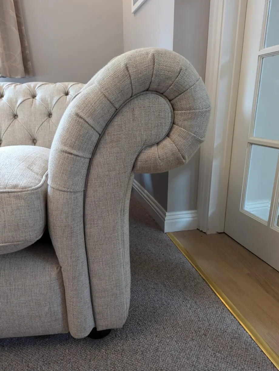 Langham Fabric Furniture Village Snuggle Chair Chesterfield