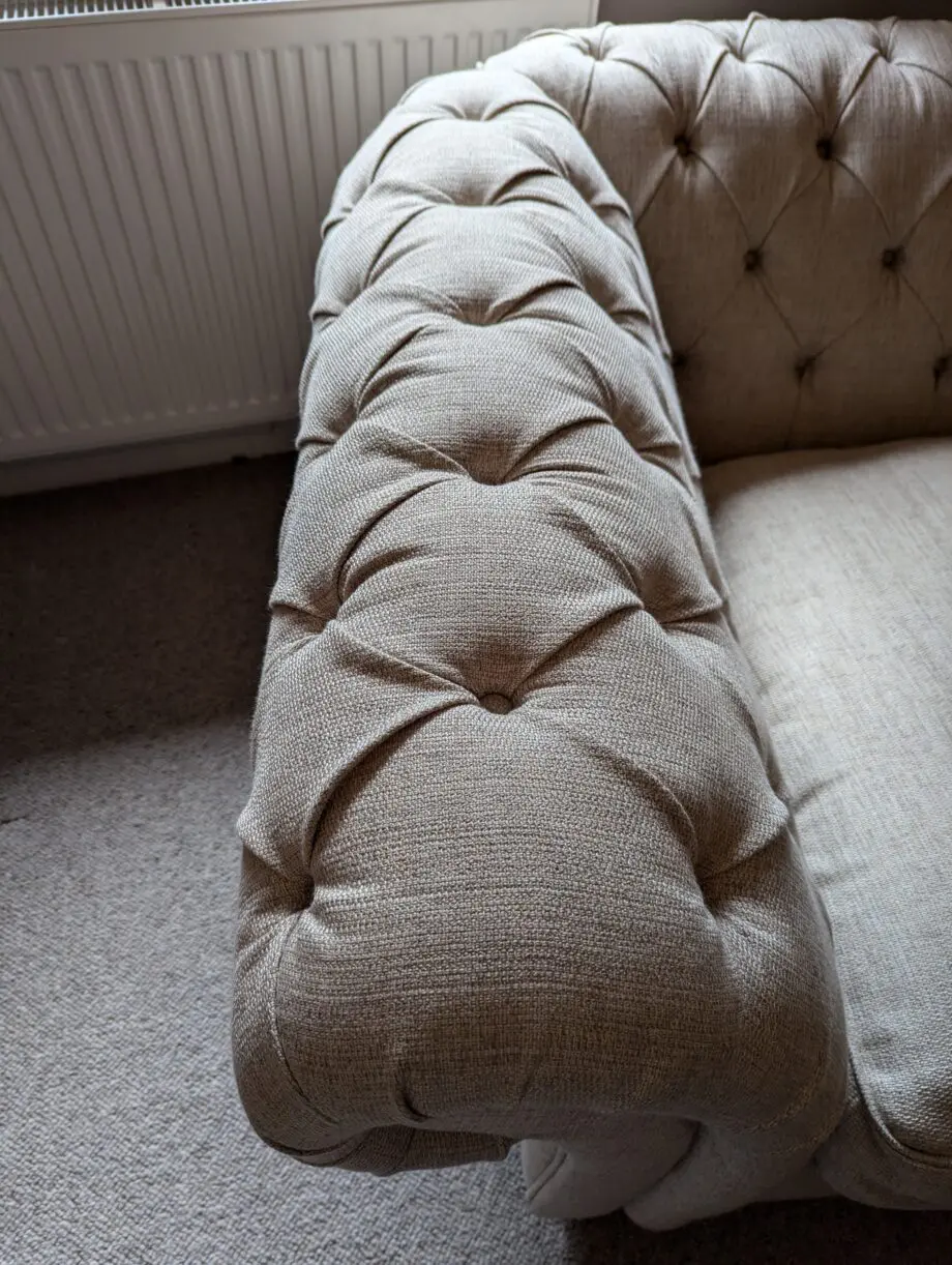 Langham Fabric Furniture Village Snuggle Chair Chesterfield