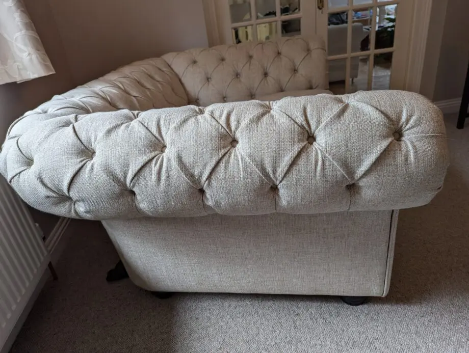 Langham Fabric Furniture Village Snuggle Chair Chesterfield