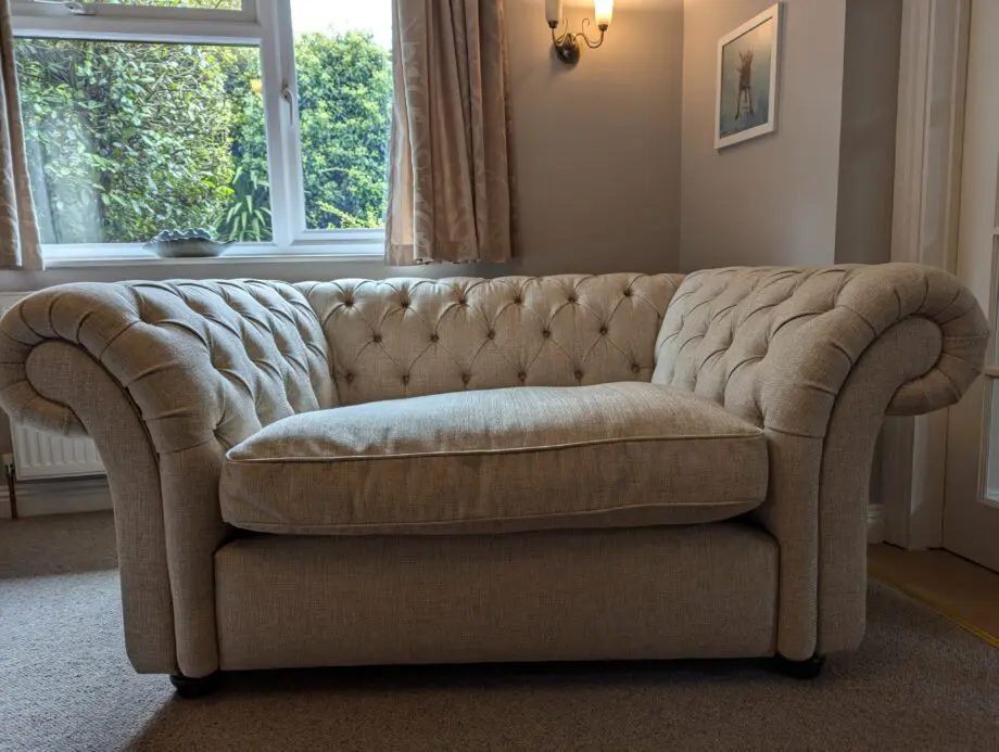 Langham Fabric Furniture Village Snuggle Chair Chesterfield