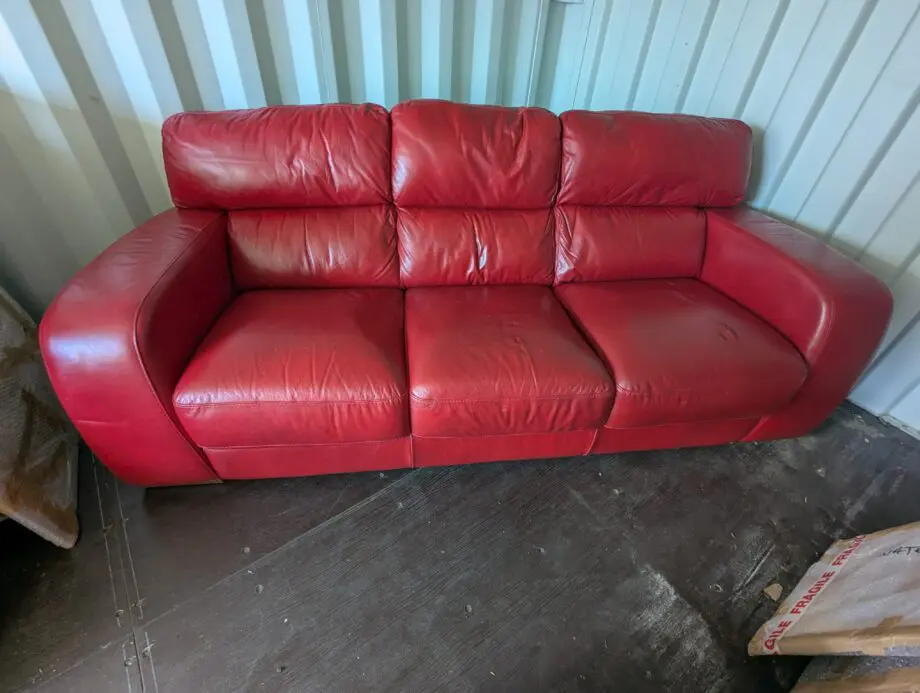 Seduta d'Arte Red Leather Sofa and Armchair