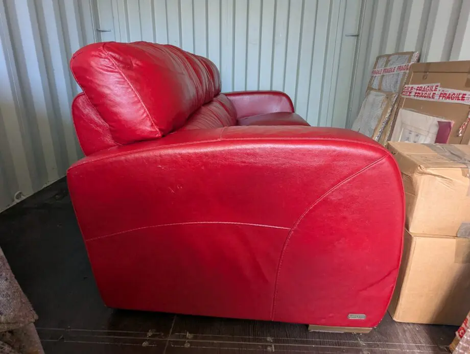 Seduta d'Arte Red Leather Sofa and Armchair
