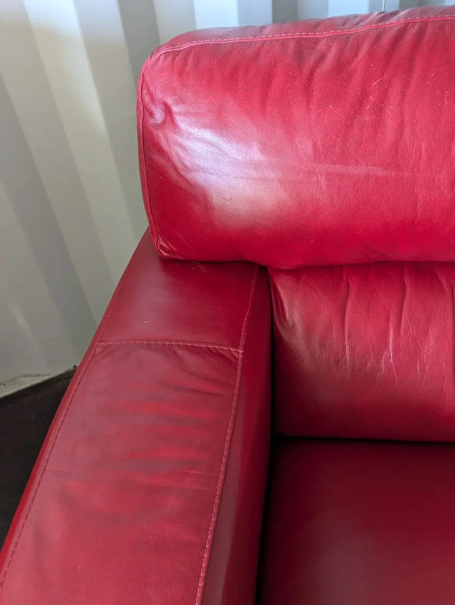 Seduta d'Arte Red Leather Sofa and Armchair