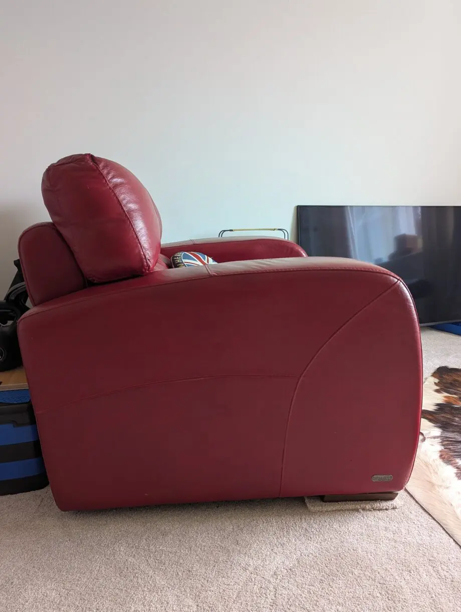 Seduta d'Arte Red Leather Sofa and Armchair