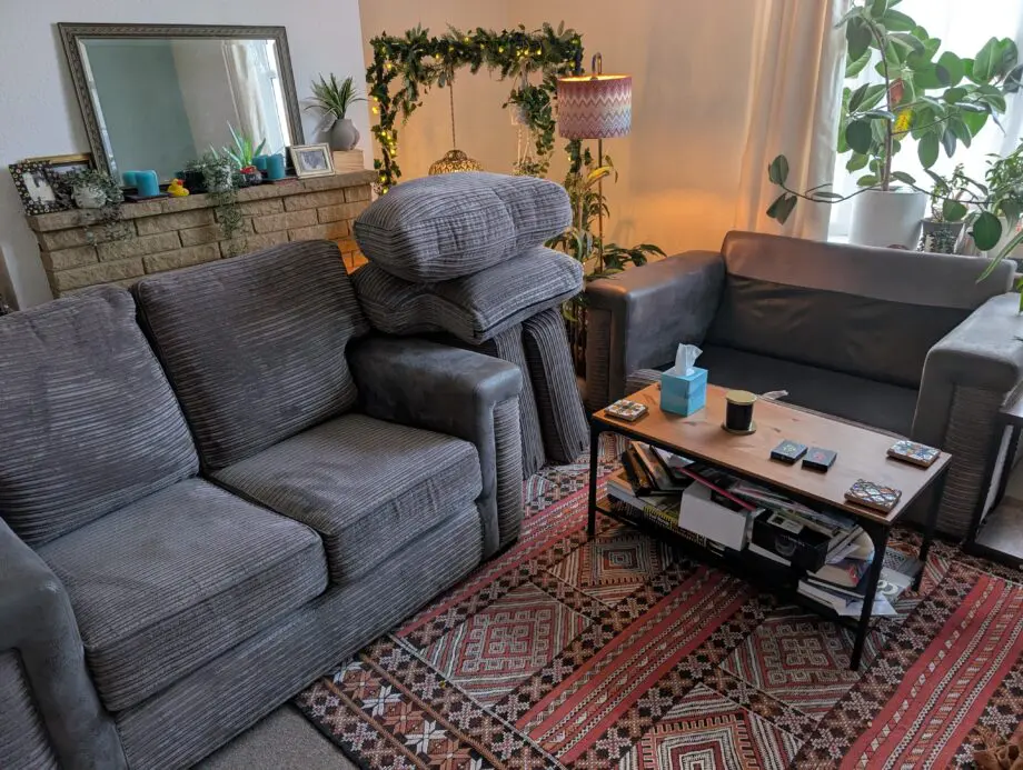 2 x Grey Double Seater Sofas – Very Comfortable & Supportive