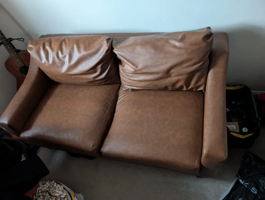 Brown Faux Leather 2 Seater Sofa