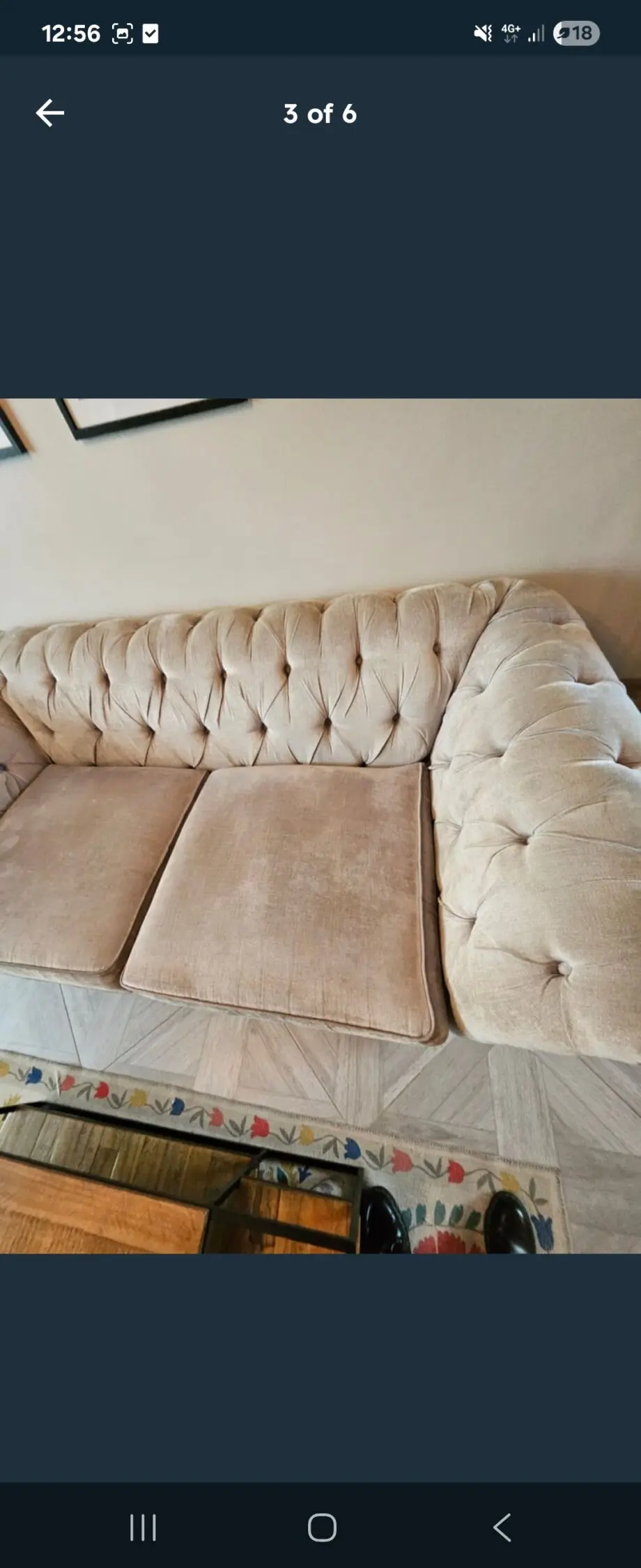 Next chenille chesterfield style sofa