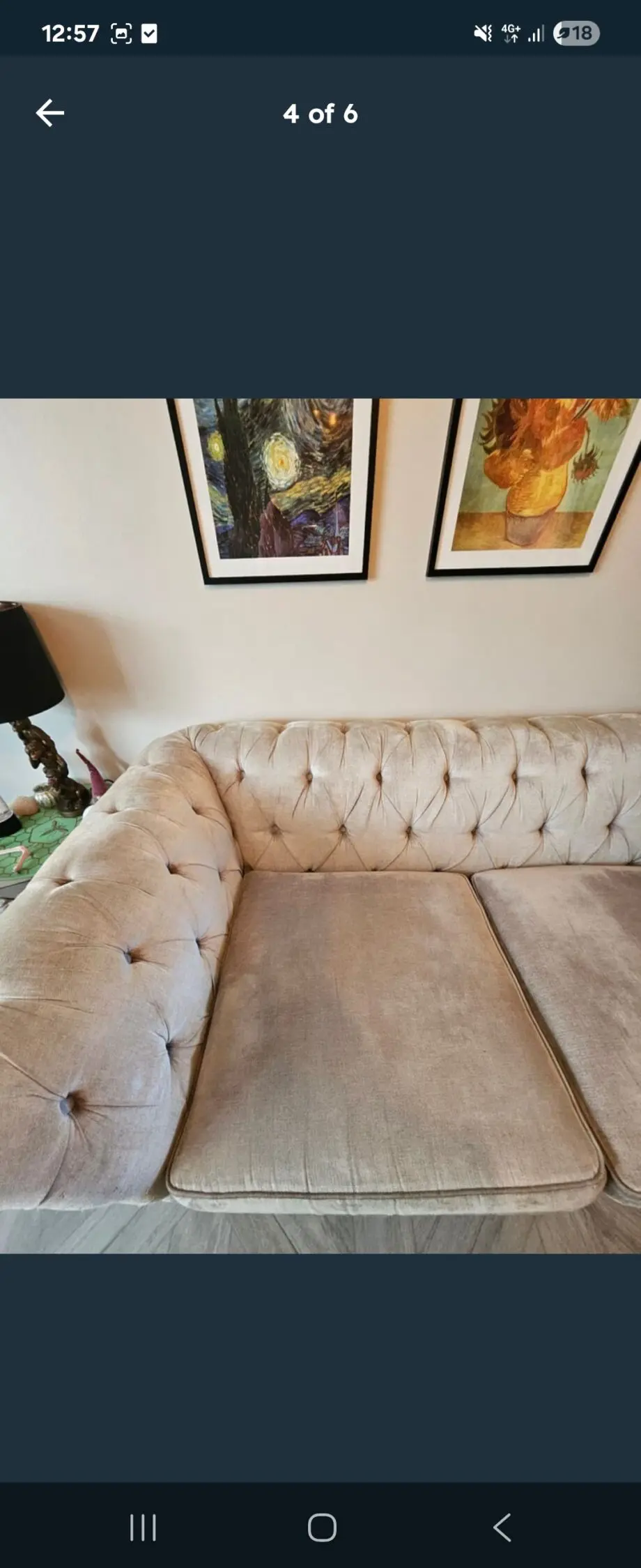 Next chenille chesterfield style sofa