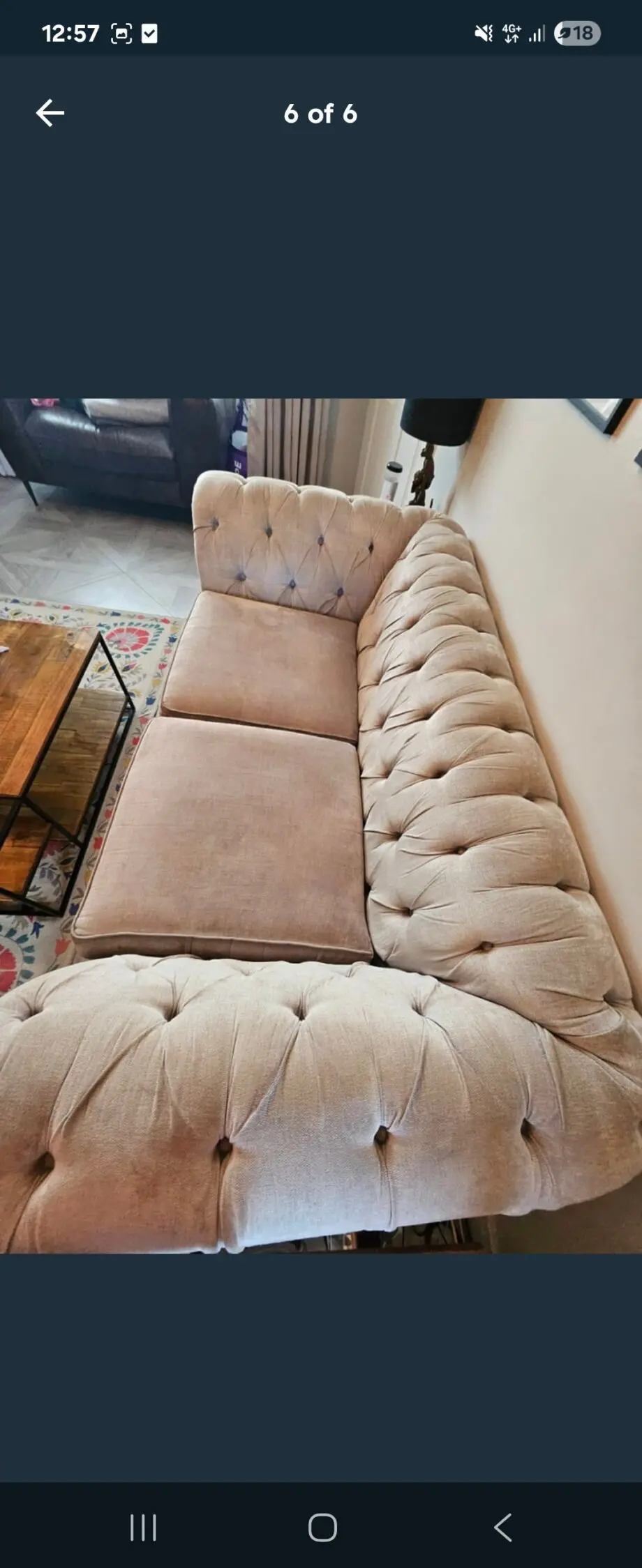 Next chenille chesterfield style sofa