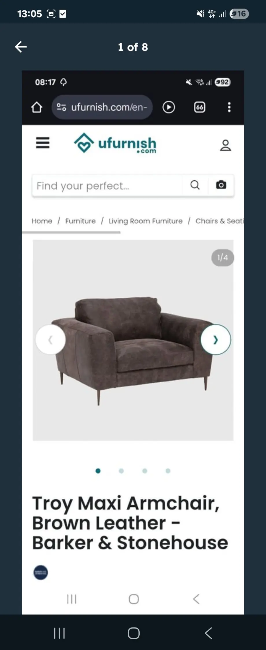 Barker and Stonehouse large leather armchair