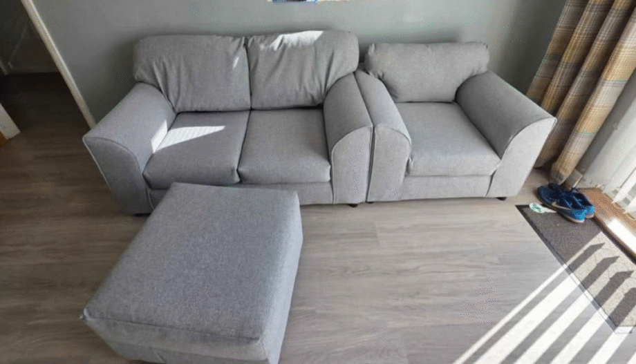 3 seater, 2 seater, chair and footstool.