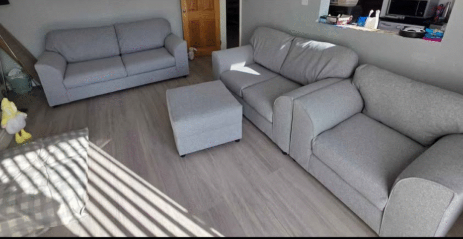 3 seater, 2 seater, chair and footstool.