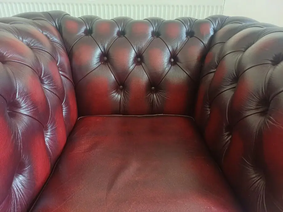 Chesterfield Three Piece Sofa Set in Antique Oxblood Red Leather