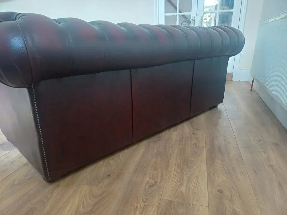 Chesterfield Three Piece Sofa Set in Antique Oxblood Red Leather